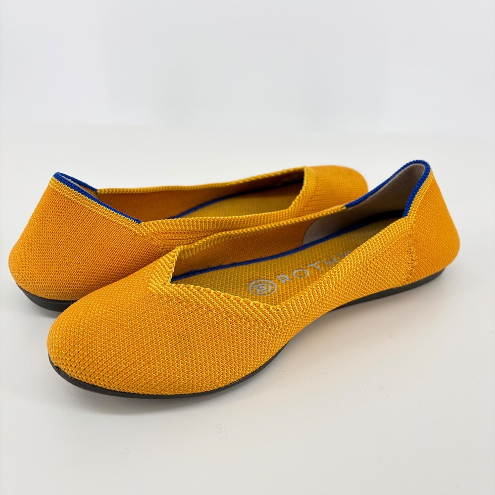 Rothy's The Flat Lemondrop Marigold Knit Sustainable Ballet Flats Size 6 Travel